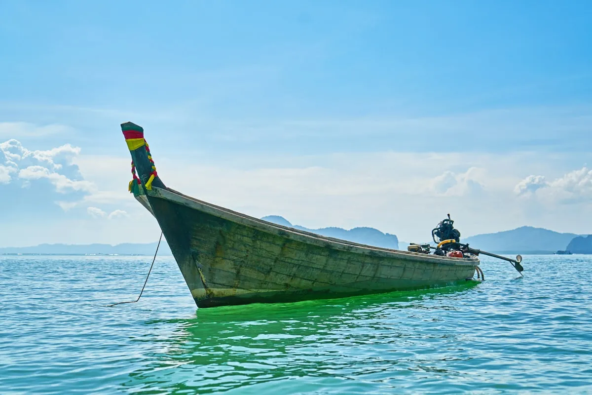 Fishing boat on tropical waters during daytime